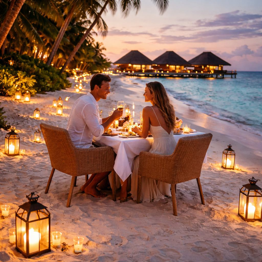Beach dinner in the Maldives