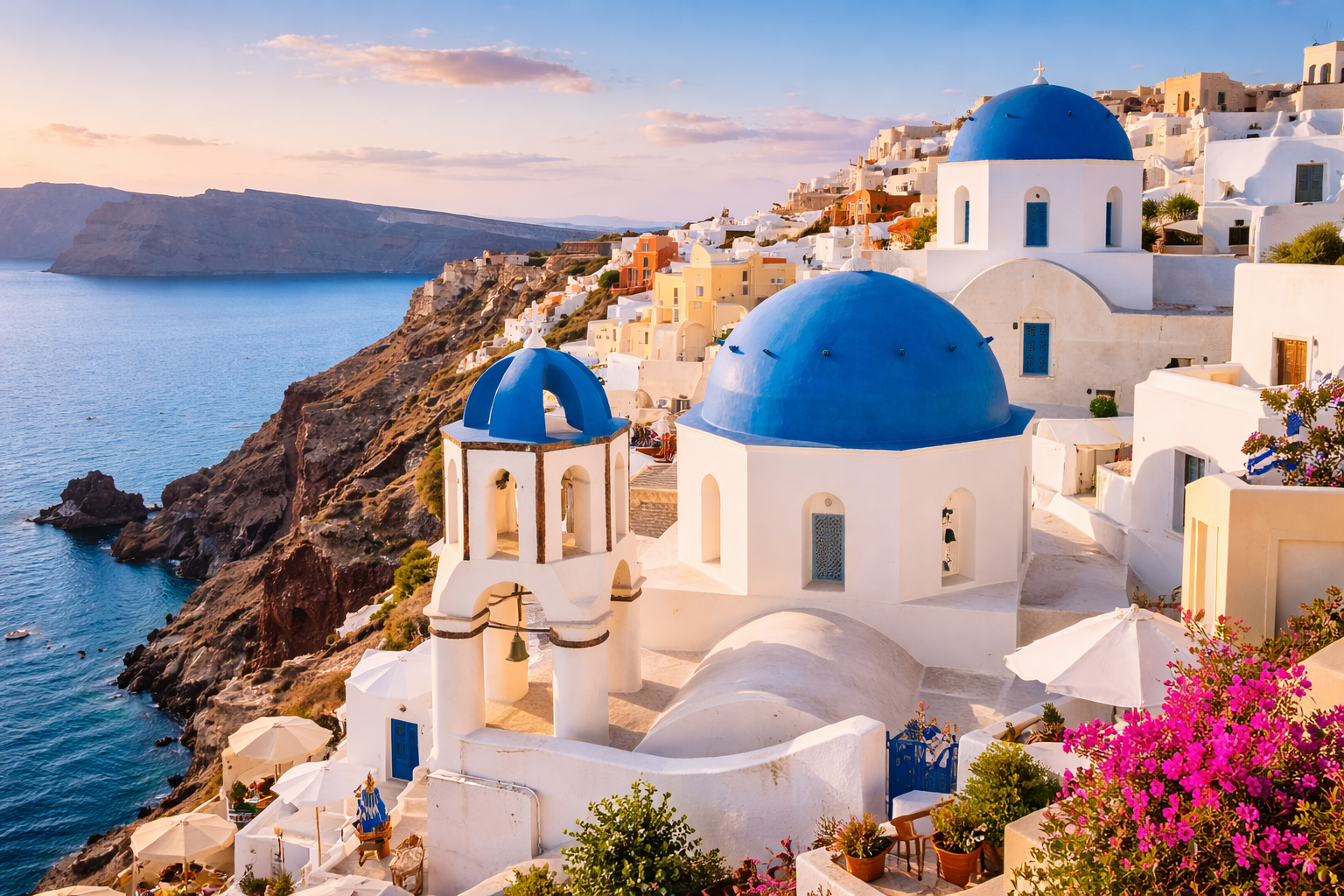 Blue domes in Santorini