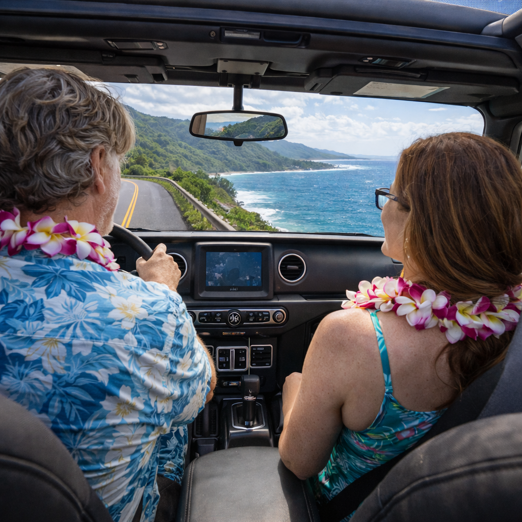 Brian and Bridget driving through Maui