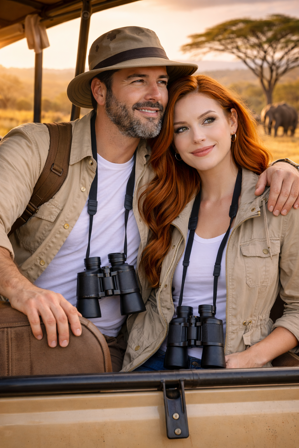 Couple on safari in Serengeti