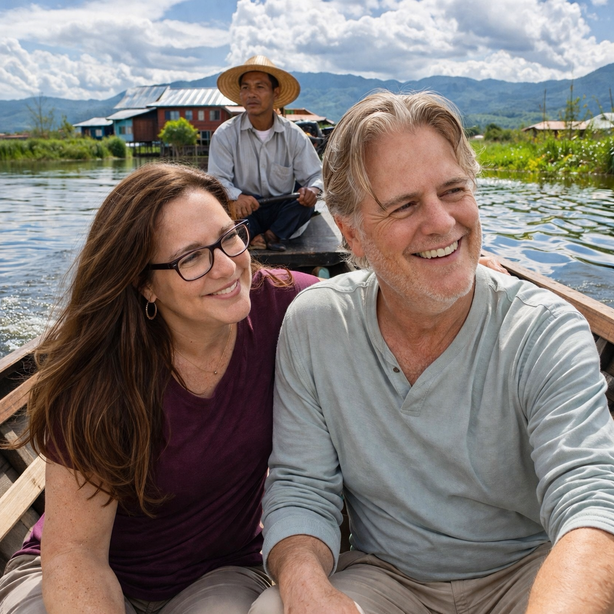 Brian and Bridget on Inle Lake in Myanmar