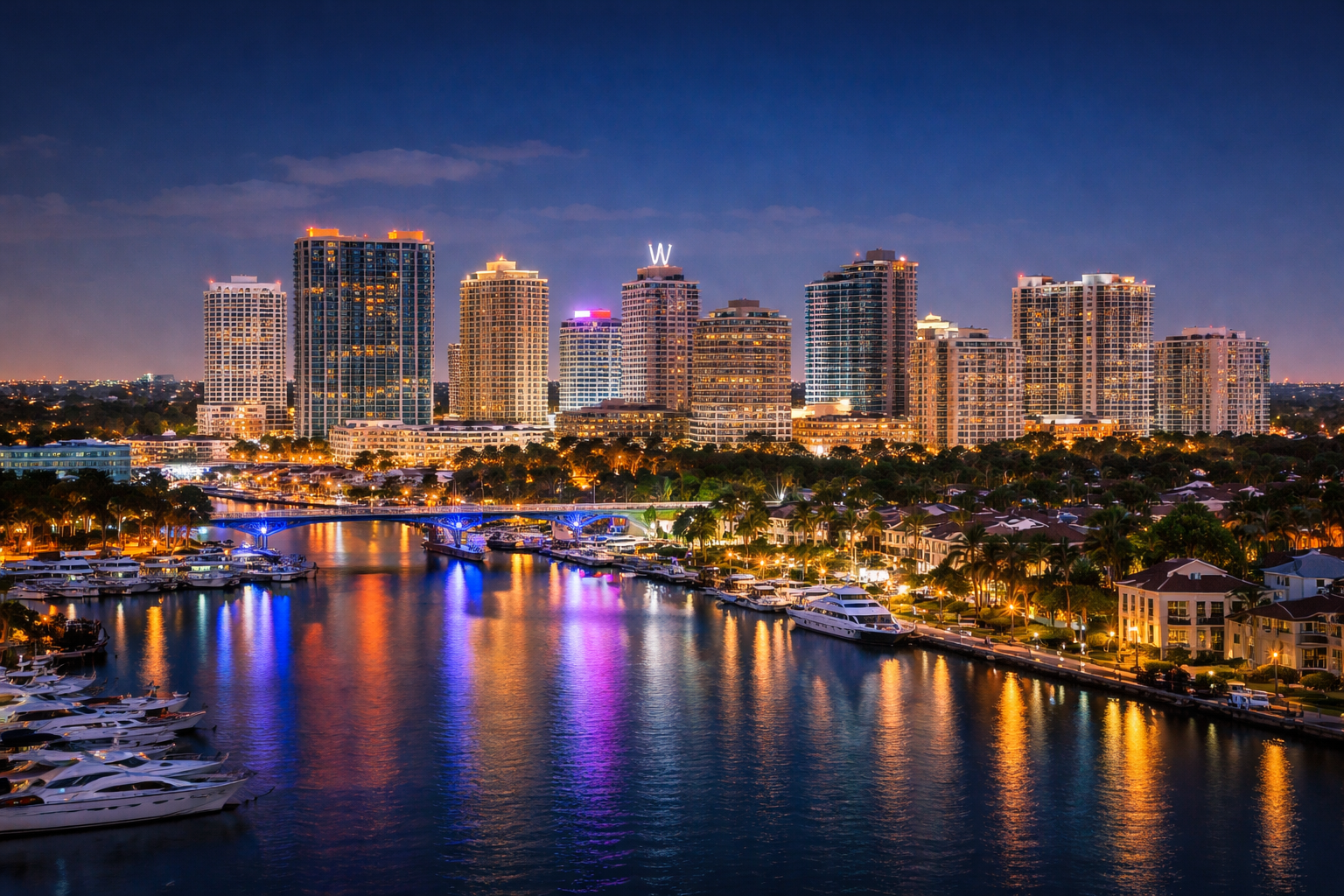 Fort Lauderdale skyline at night