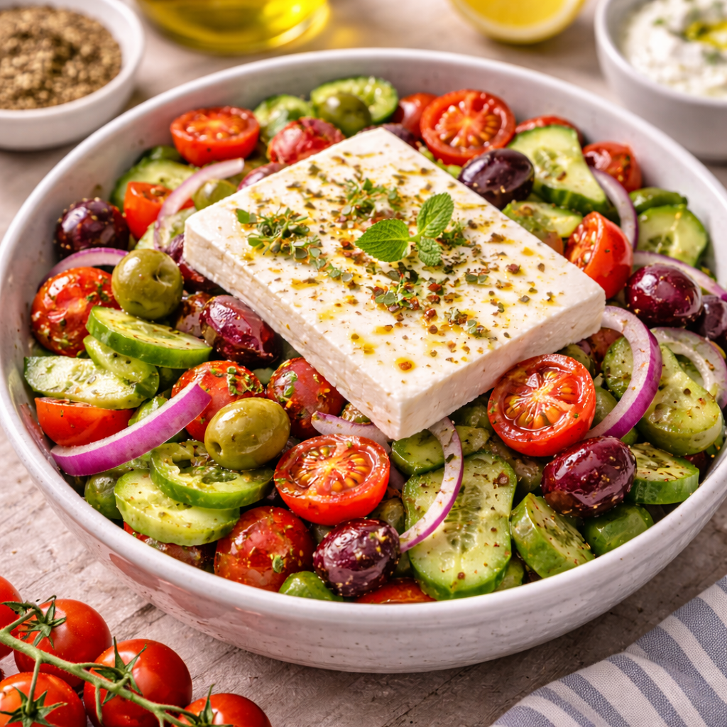Fresh Greek salad in Santorini