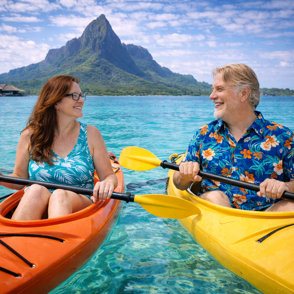 Kayaking Bora Bora lagoon