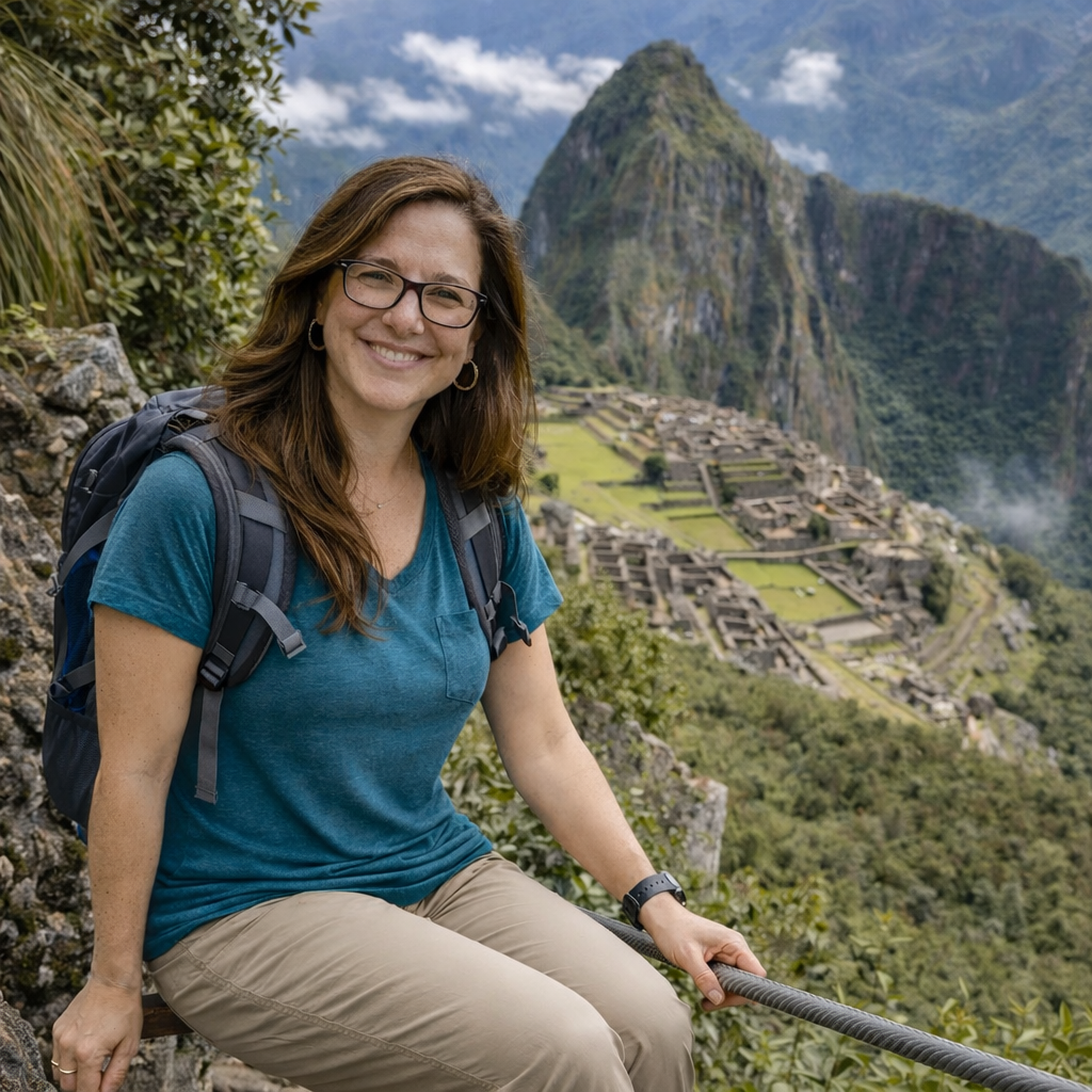 Bridget hiking Huayna Picchu
