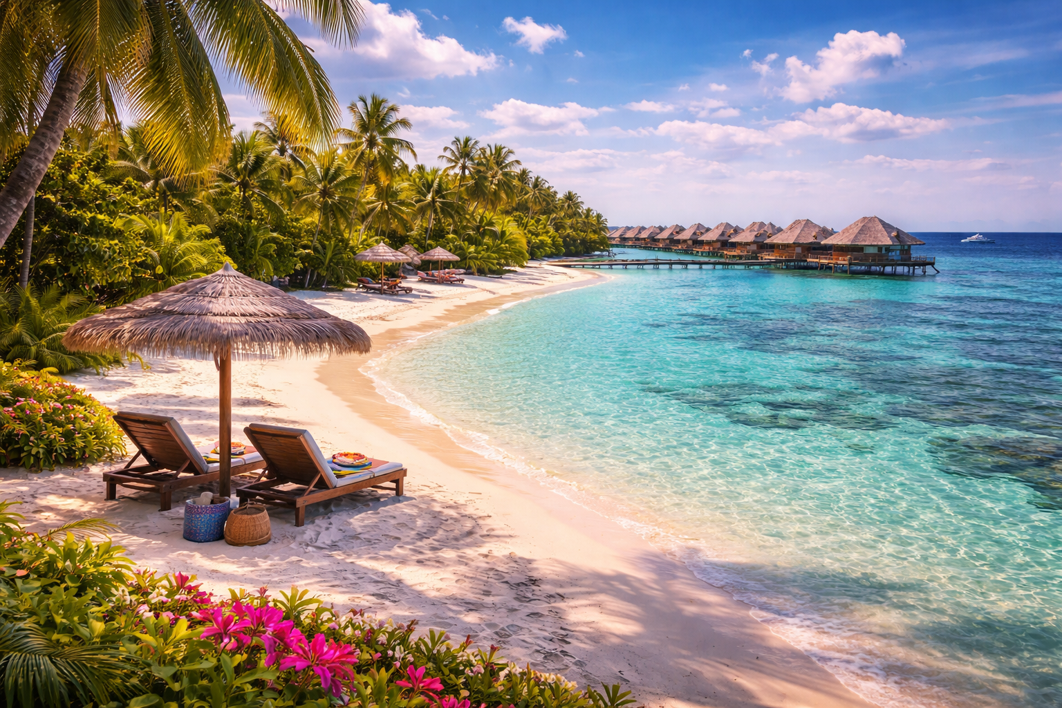 Maldives beach and lagoon view