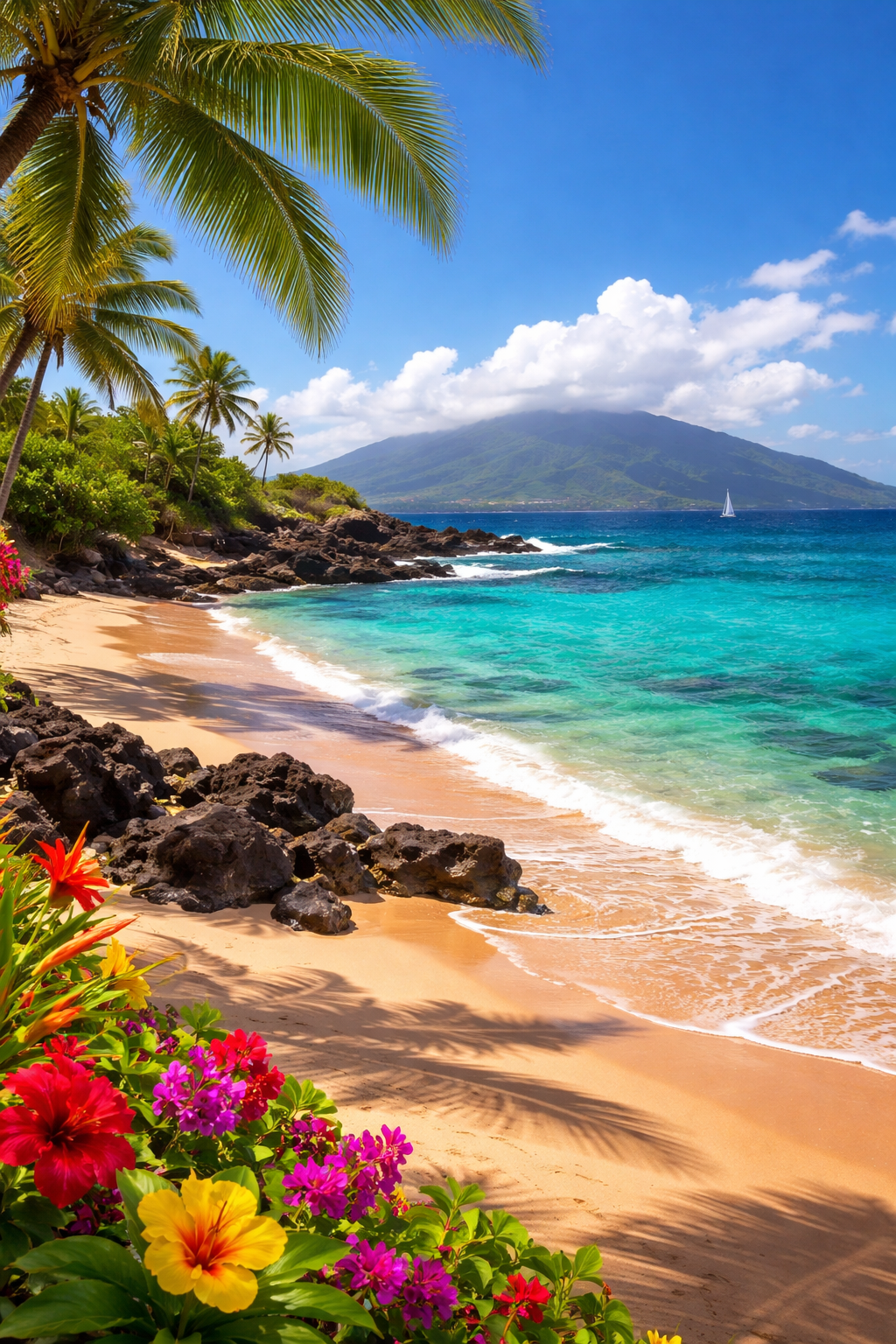Maui beach and ocean view