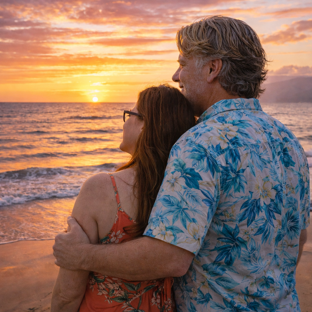 Brian and Bridget watching sunset in Maui