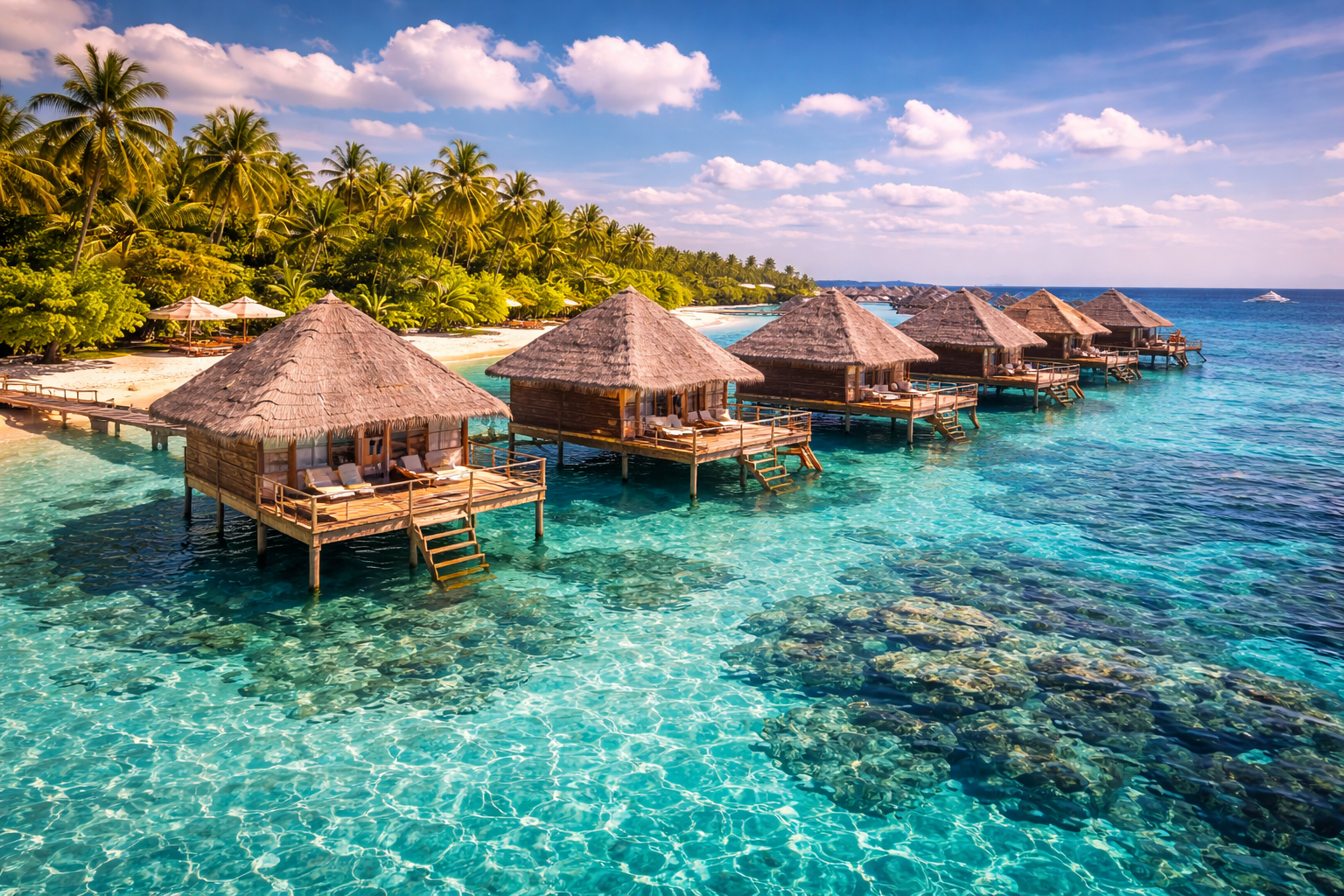 Overwater villas in the Maldives