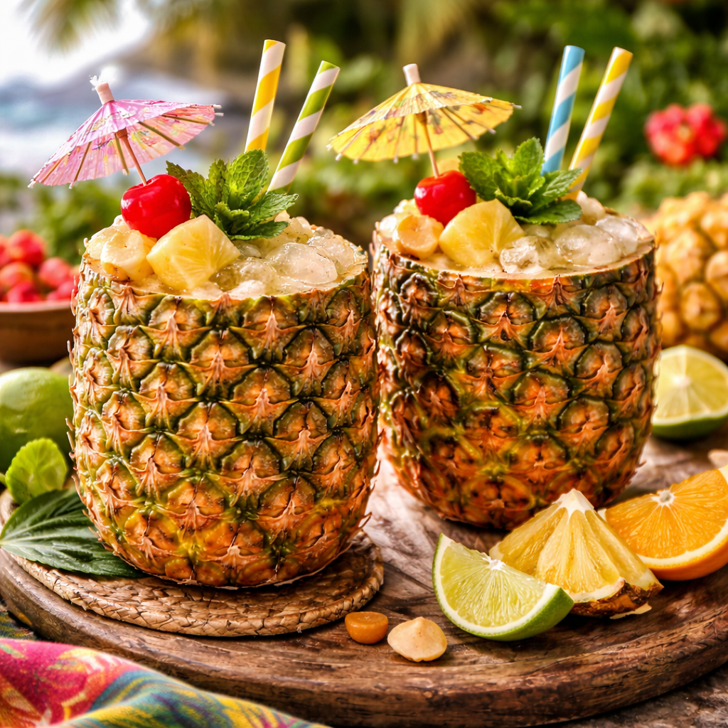 Fresh pineapple drink in Maui