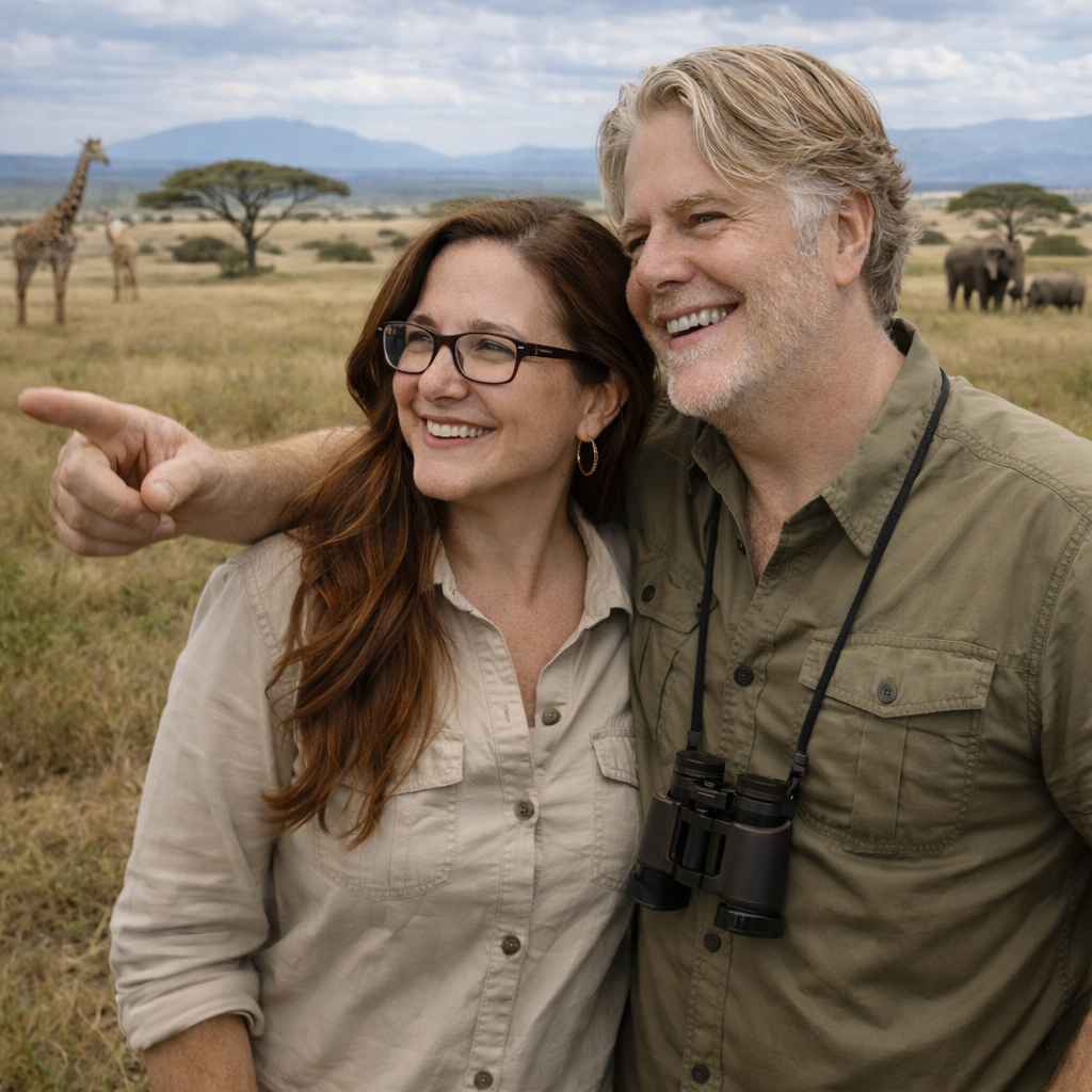 Brian and Bridget on safari in Serengeti