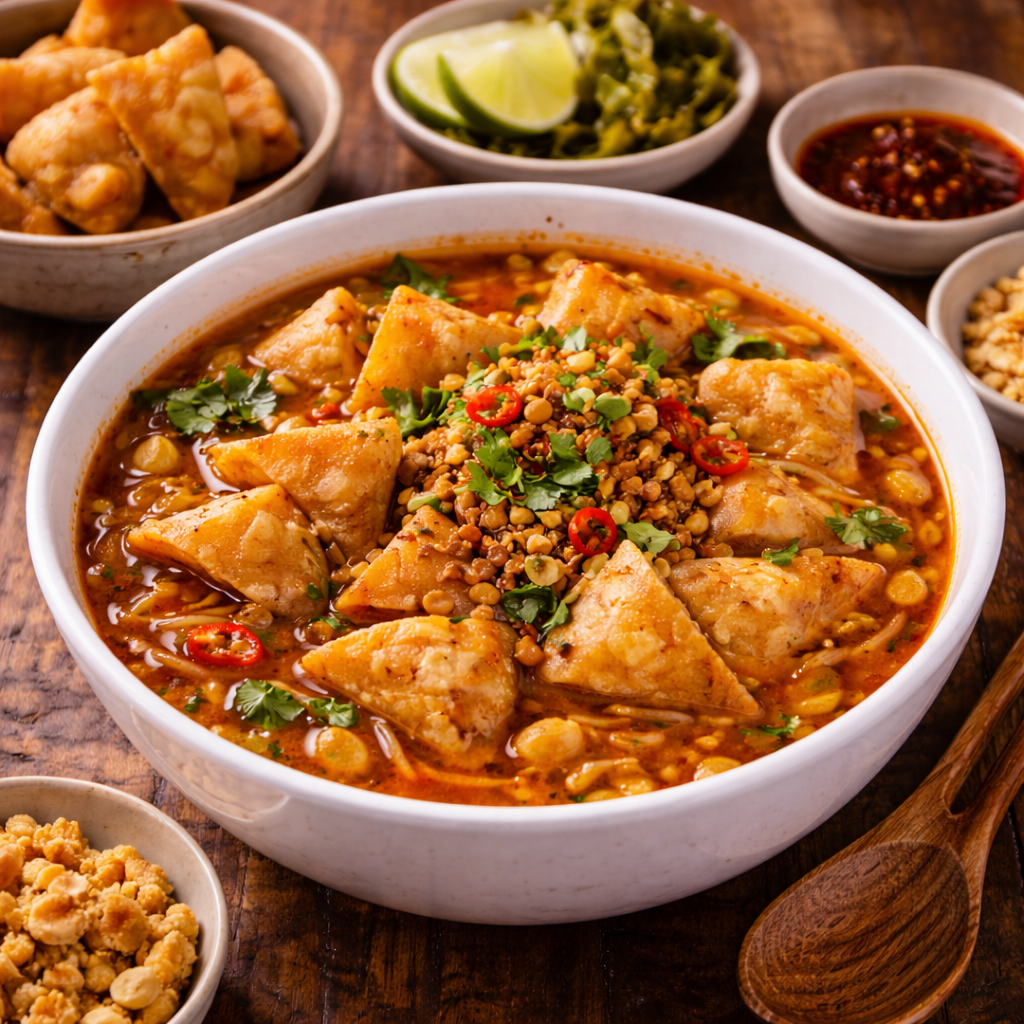 Samosa soup in Myanmar