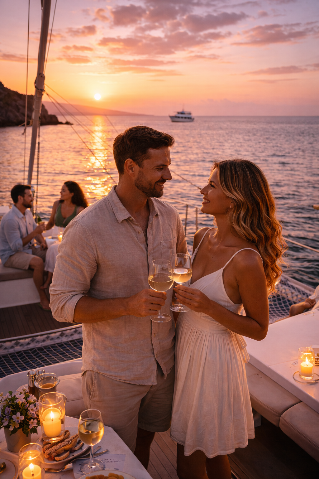 Catamaran cruise in Santorini