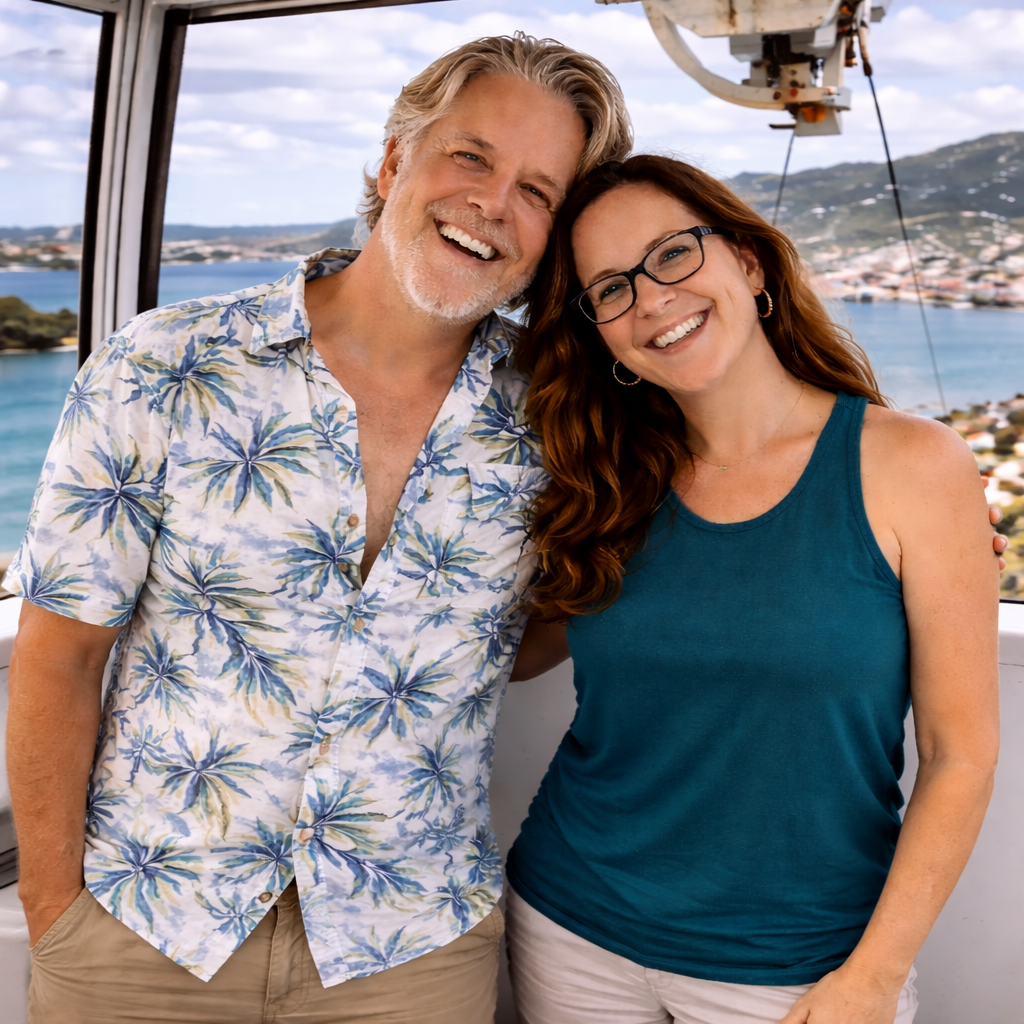 Brian and Bridget riding to Paradise Point in St. Thomas