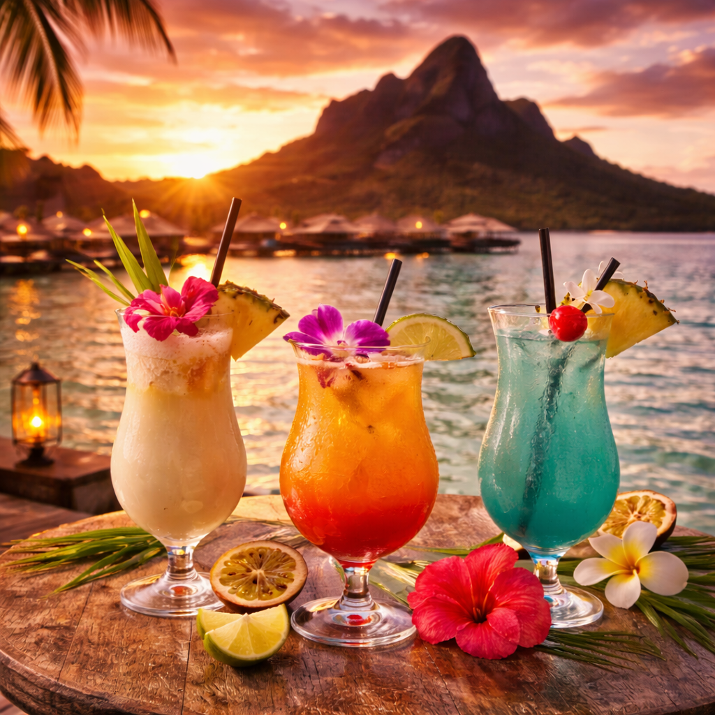 Sunset drink in Bora Bora
