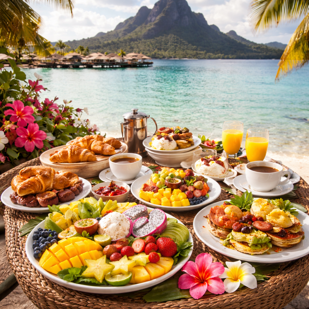 Resort breakfast in Bora Bora