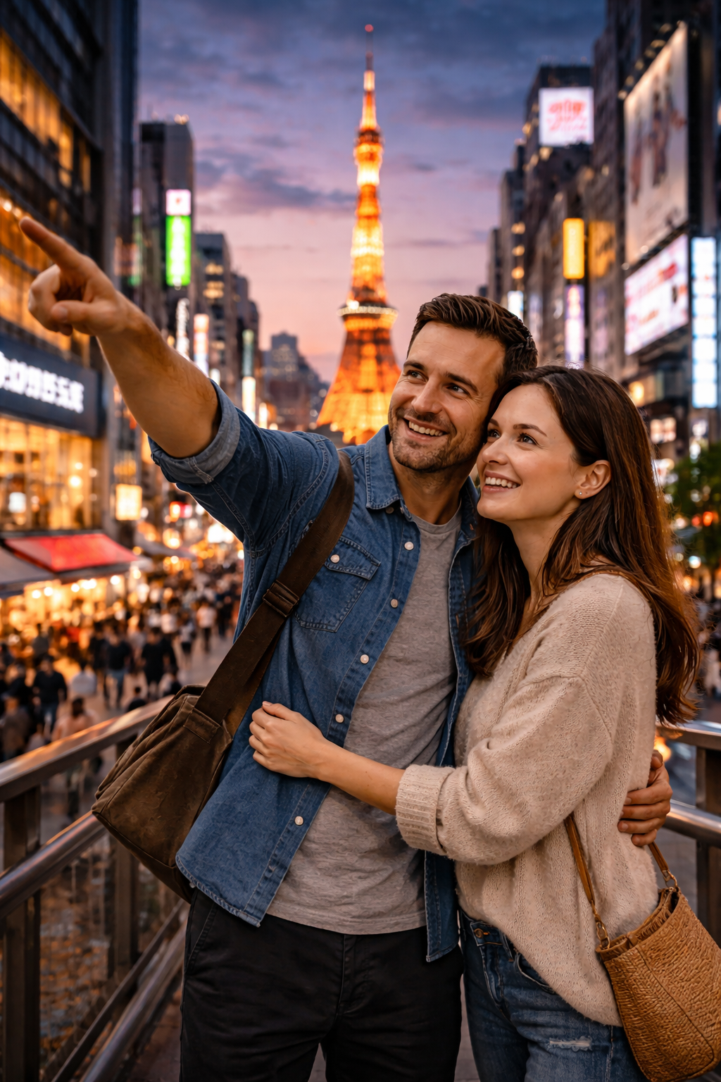 Couple experiencing Tokyo together