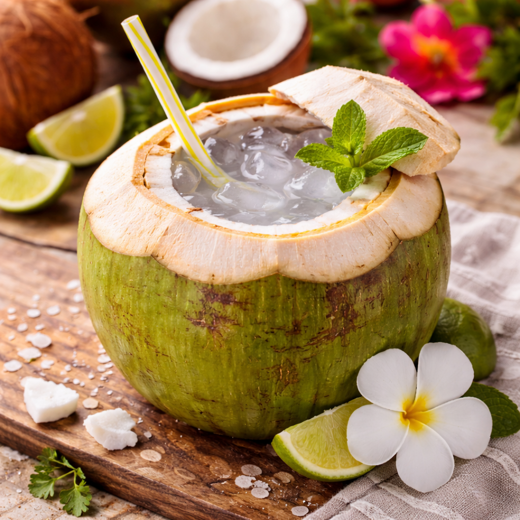 Fresh coconut water in St. Thomas