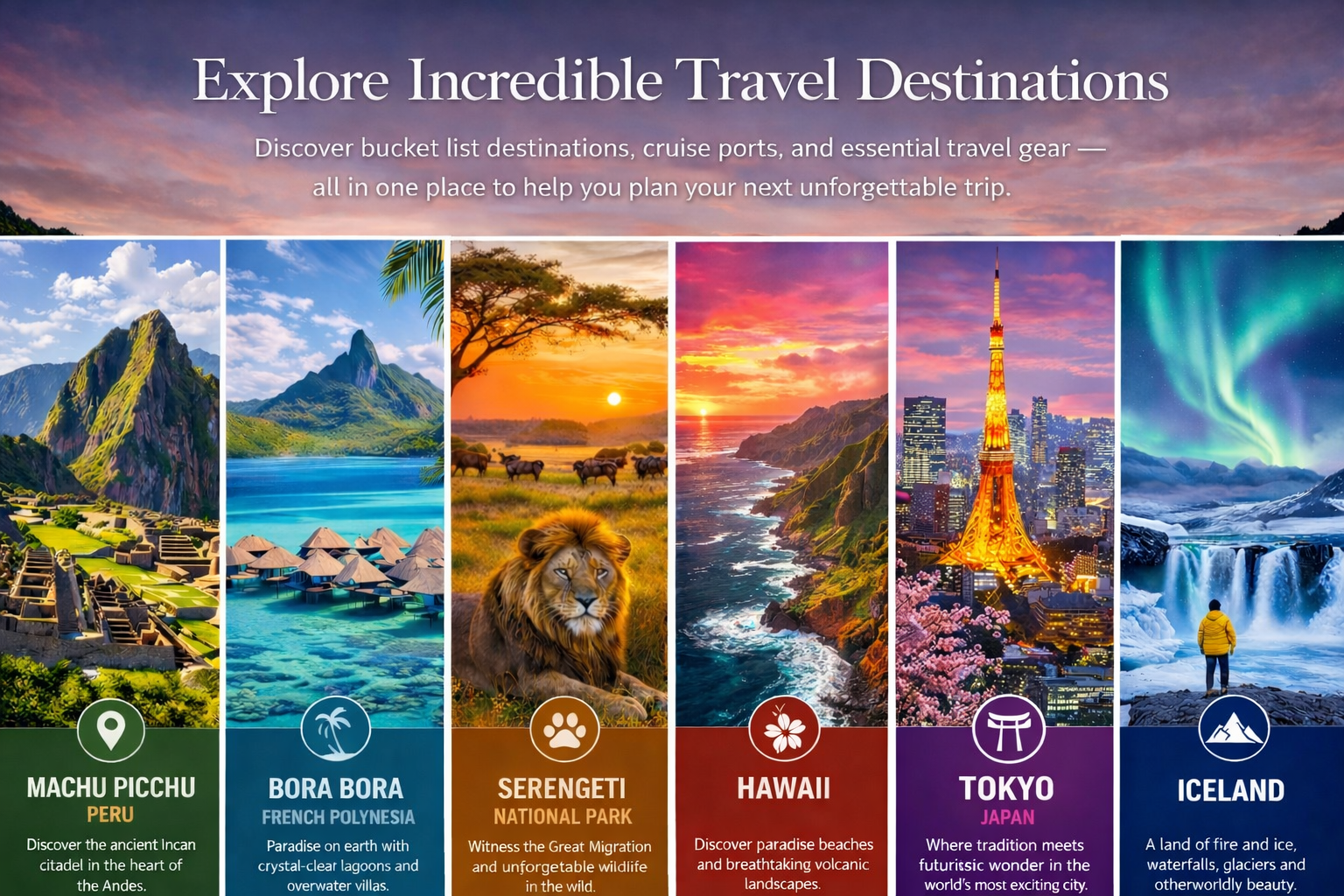 Travel destinations header