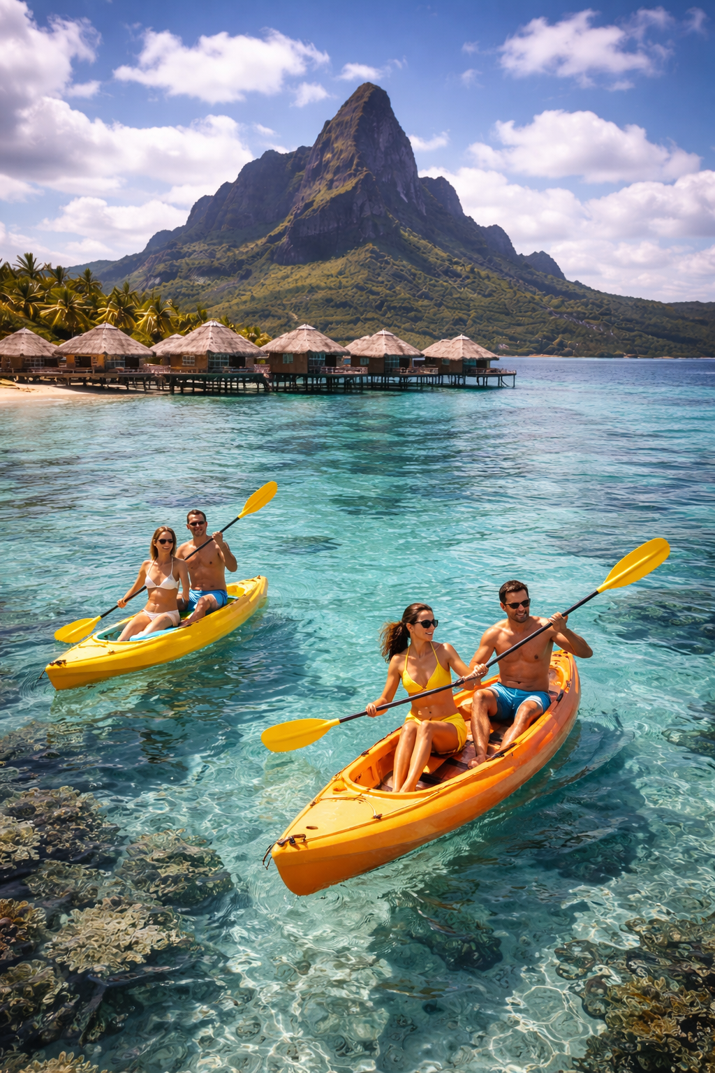 Kayaking in Bora Bora lagoon