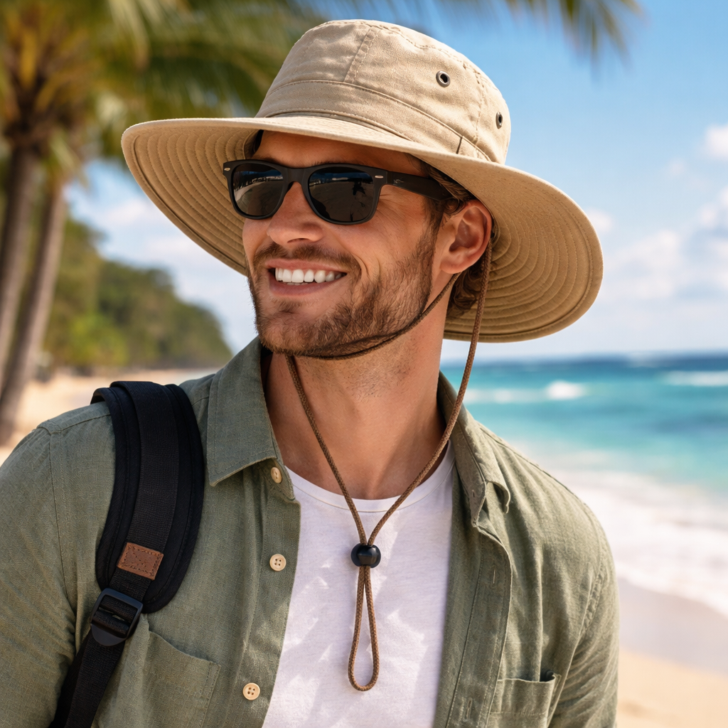 Packable sun hat for Santorini