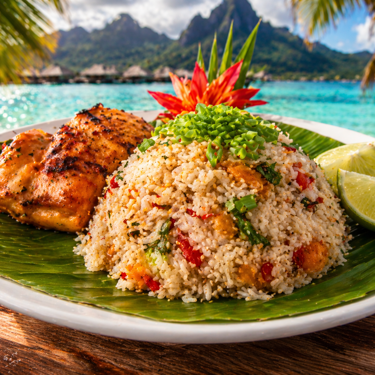 Island-style rice dish in Bora Bora