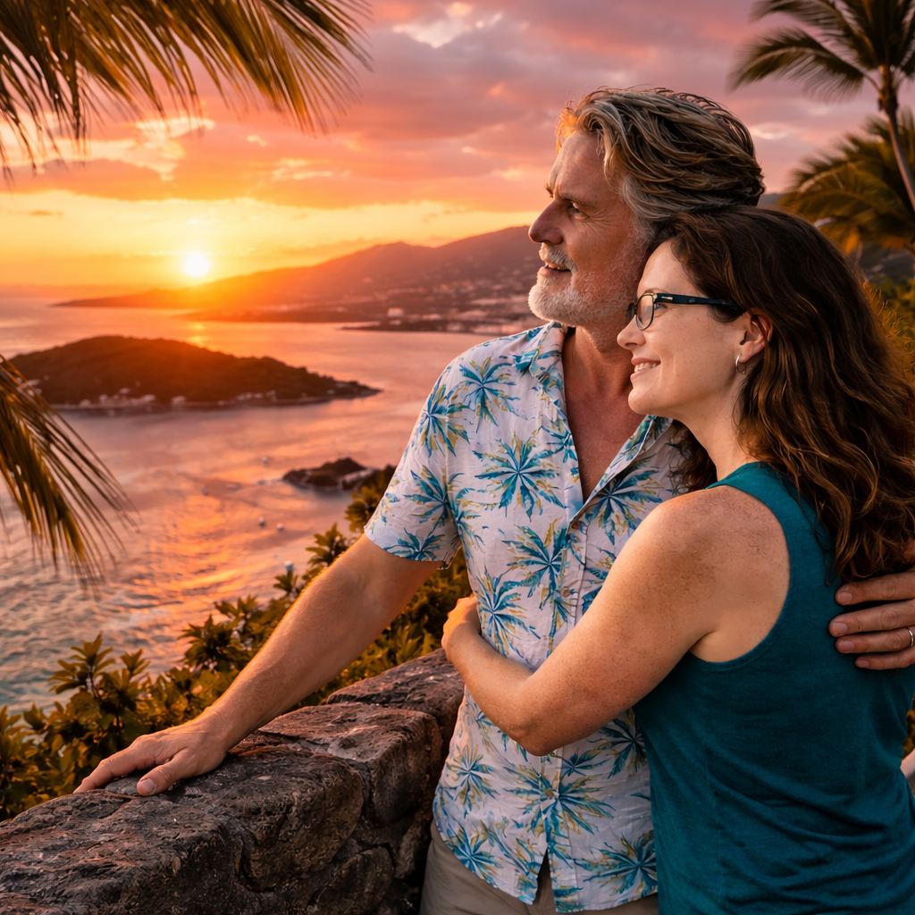 Brian and Bridget at a scenic overlook in St. Thomas