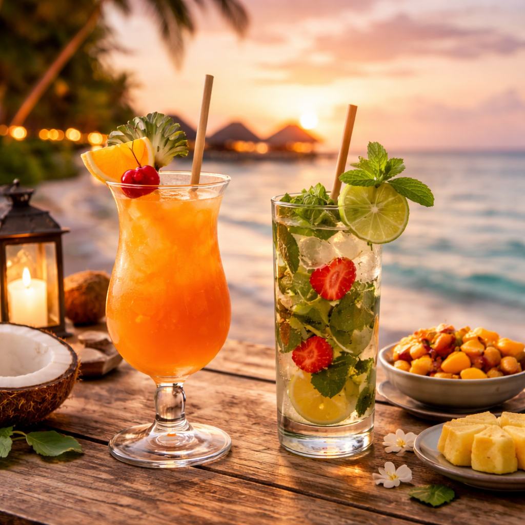 Sunset drink in the Maldives