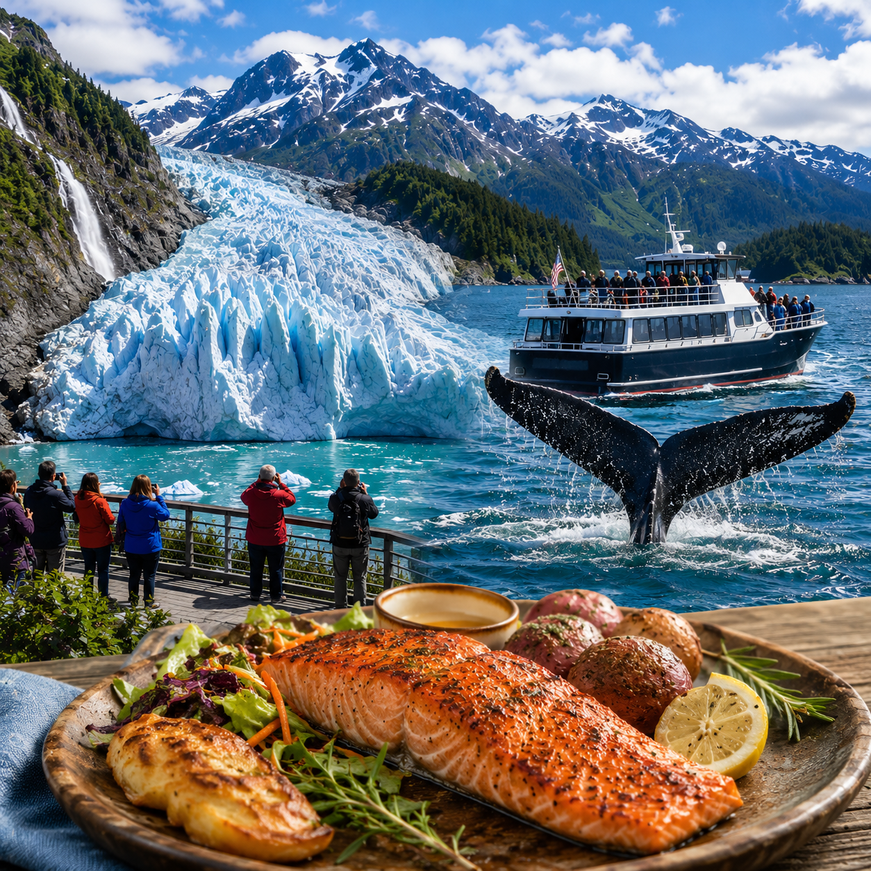 Best of Juneau Mendenhall Glacier whale watching and salmon bake