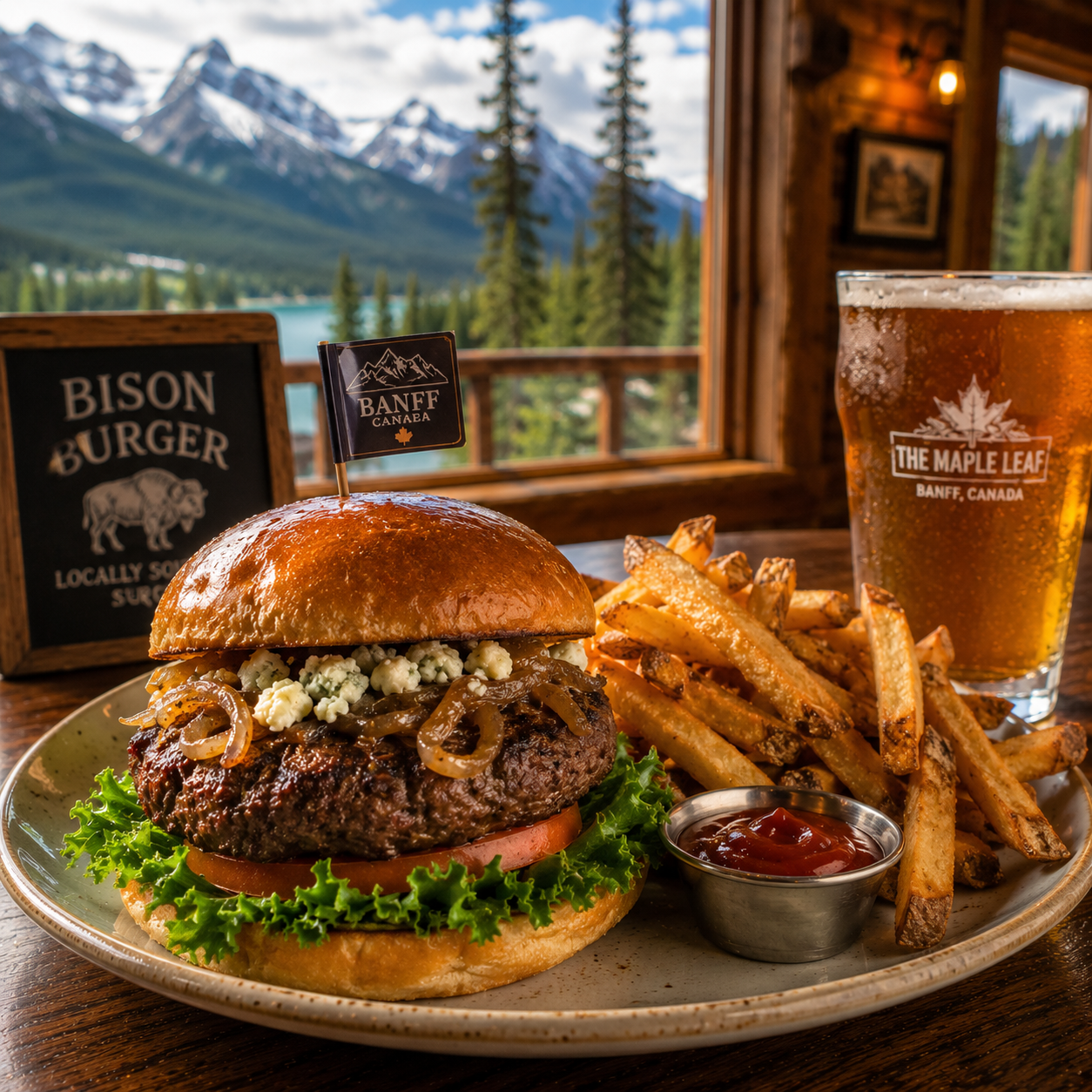 Bison Burger in Banff