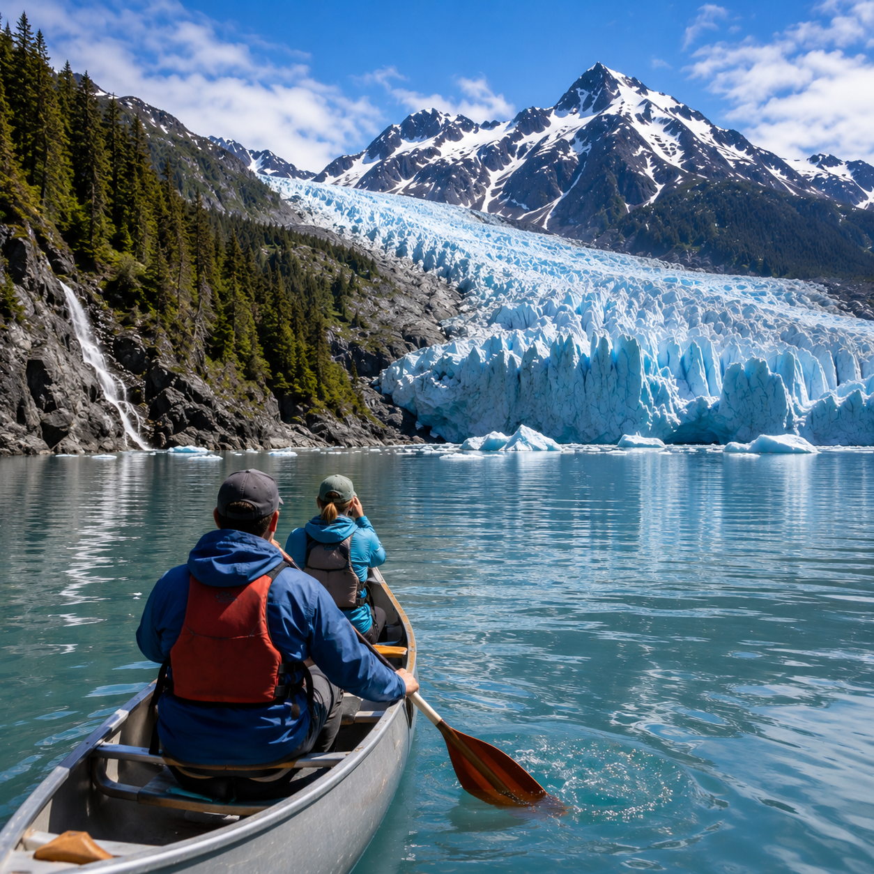 Mendenhall Glacier lake canoe tour