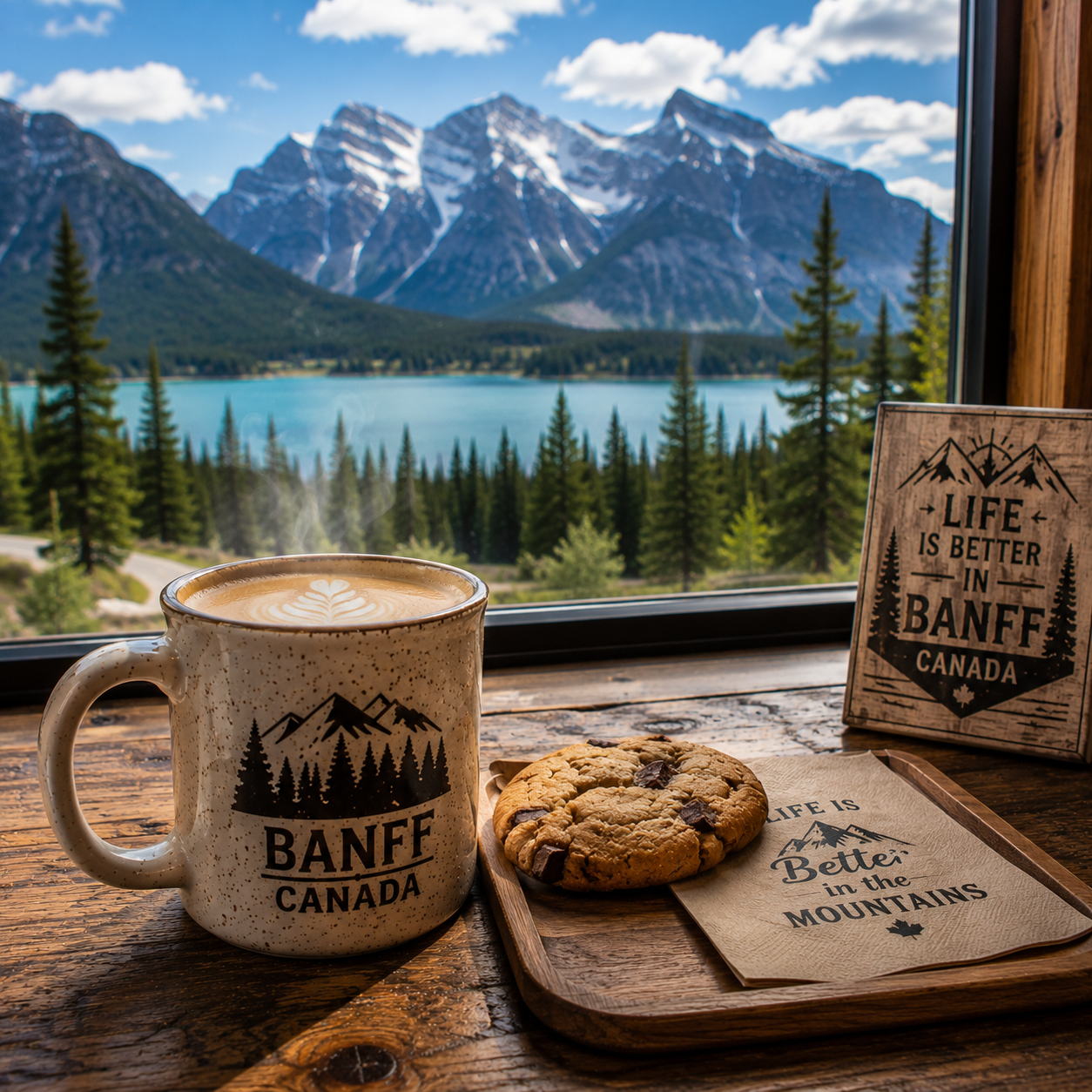 Coffee with a Mountain View in Banff