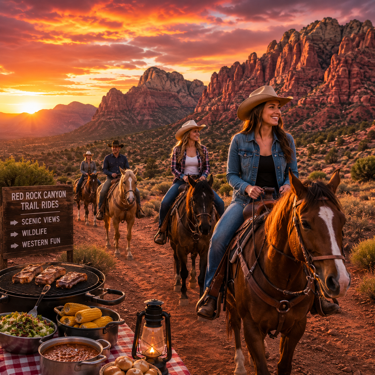 Red Rock Canyon sunset horseback ride and barbeque