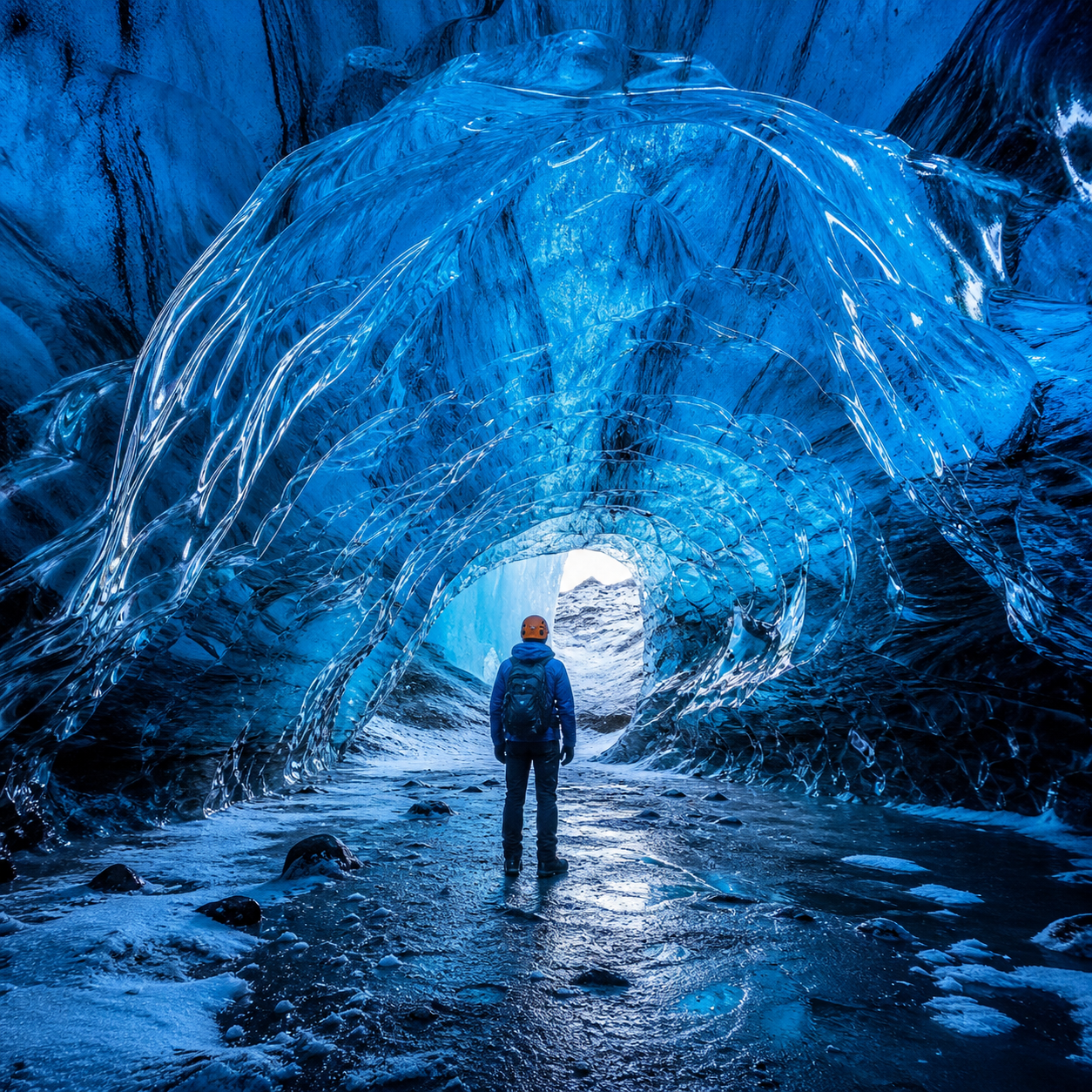 Ice cave beneath volcano Iceland tour