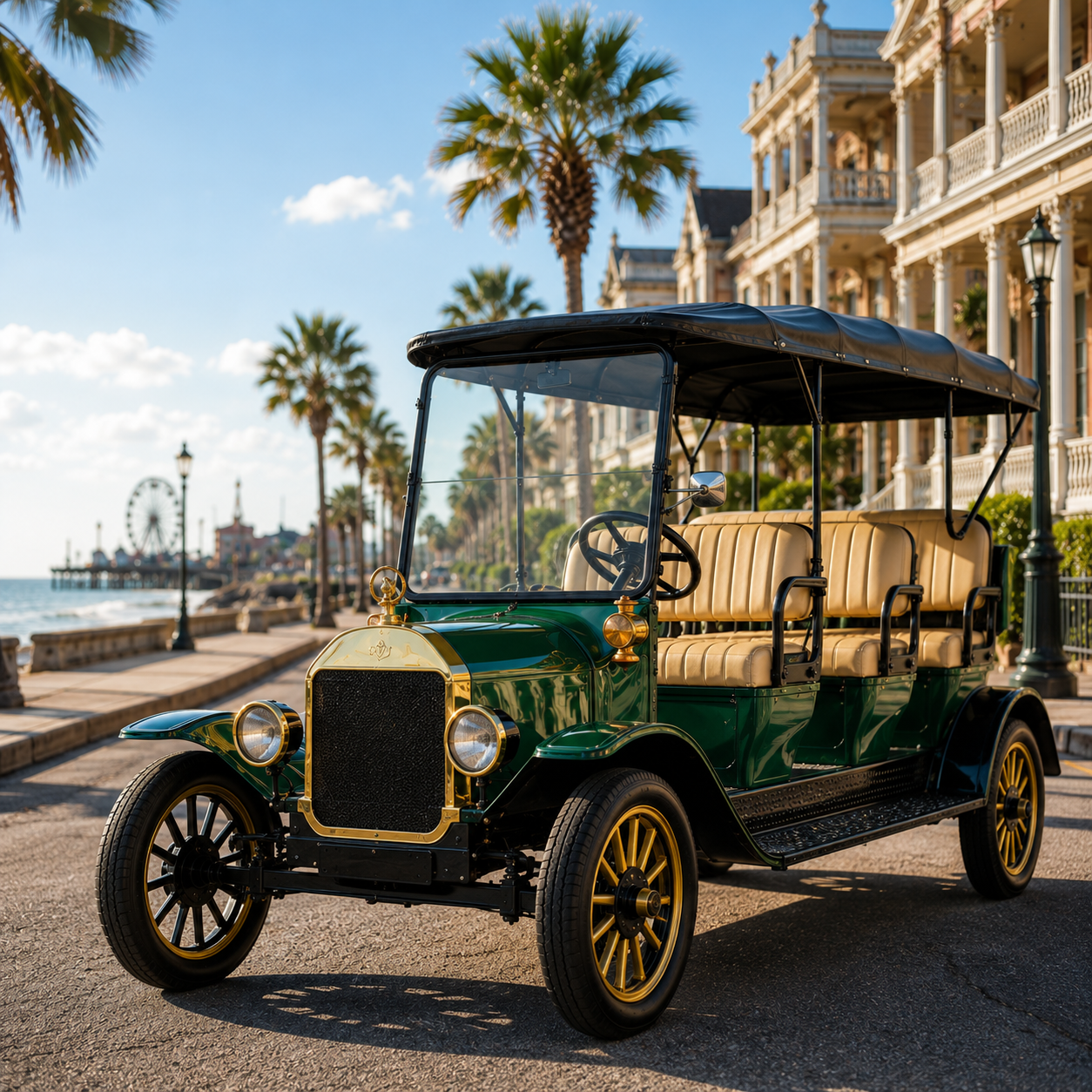 Replica 1908 Model T electric golf cart rental Galveston