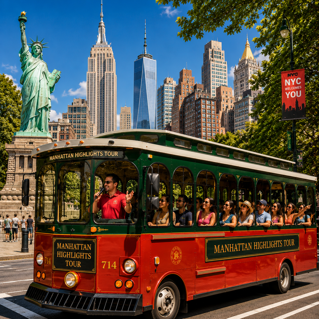 Manhattan highlights guided trolley tour in New York City