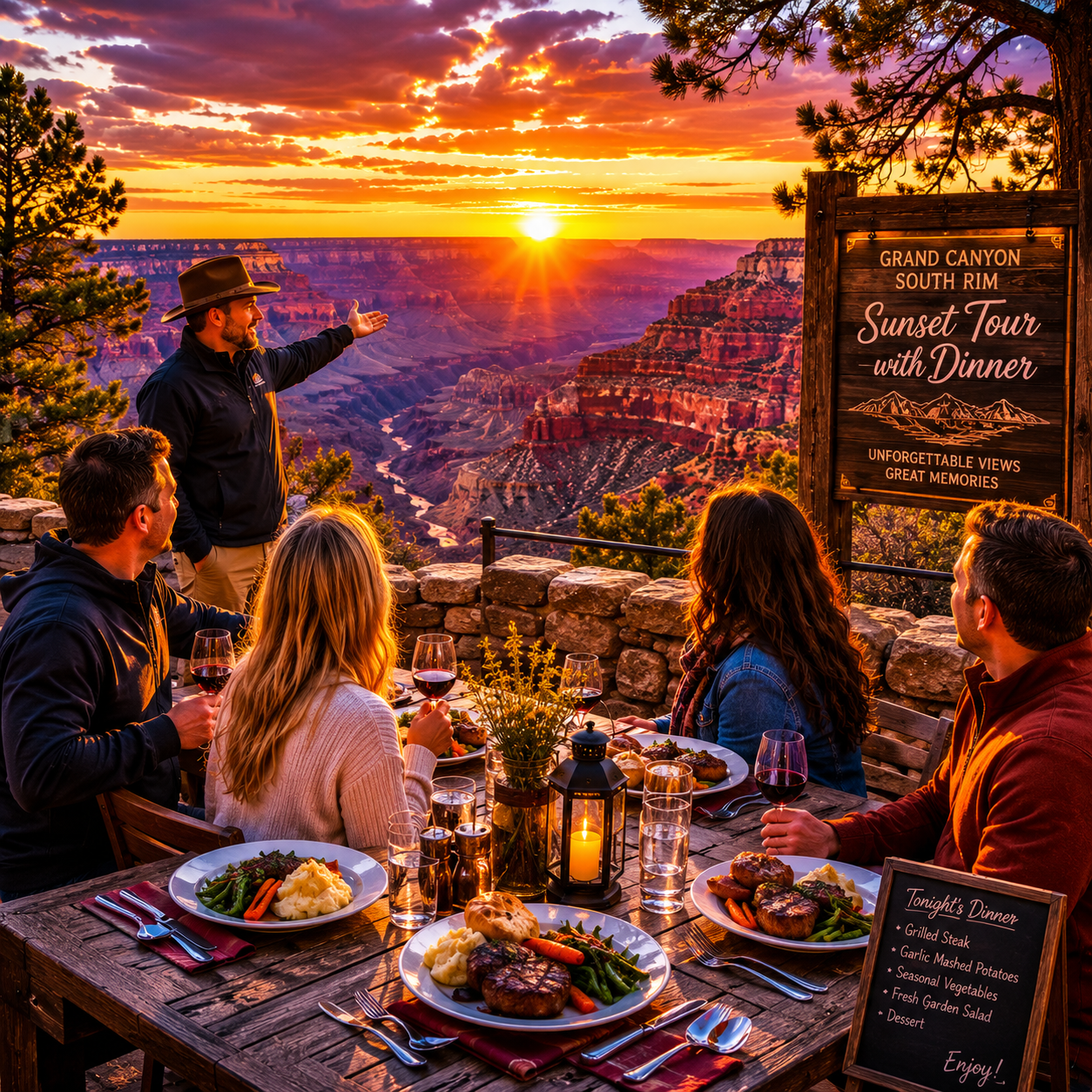 Grand Canyon South Rim sunset tour with dinner