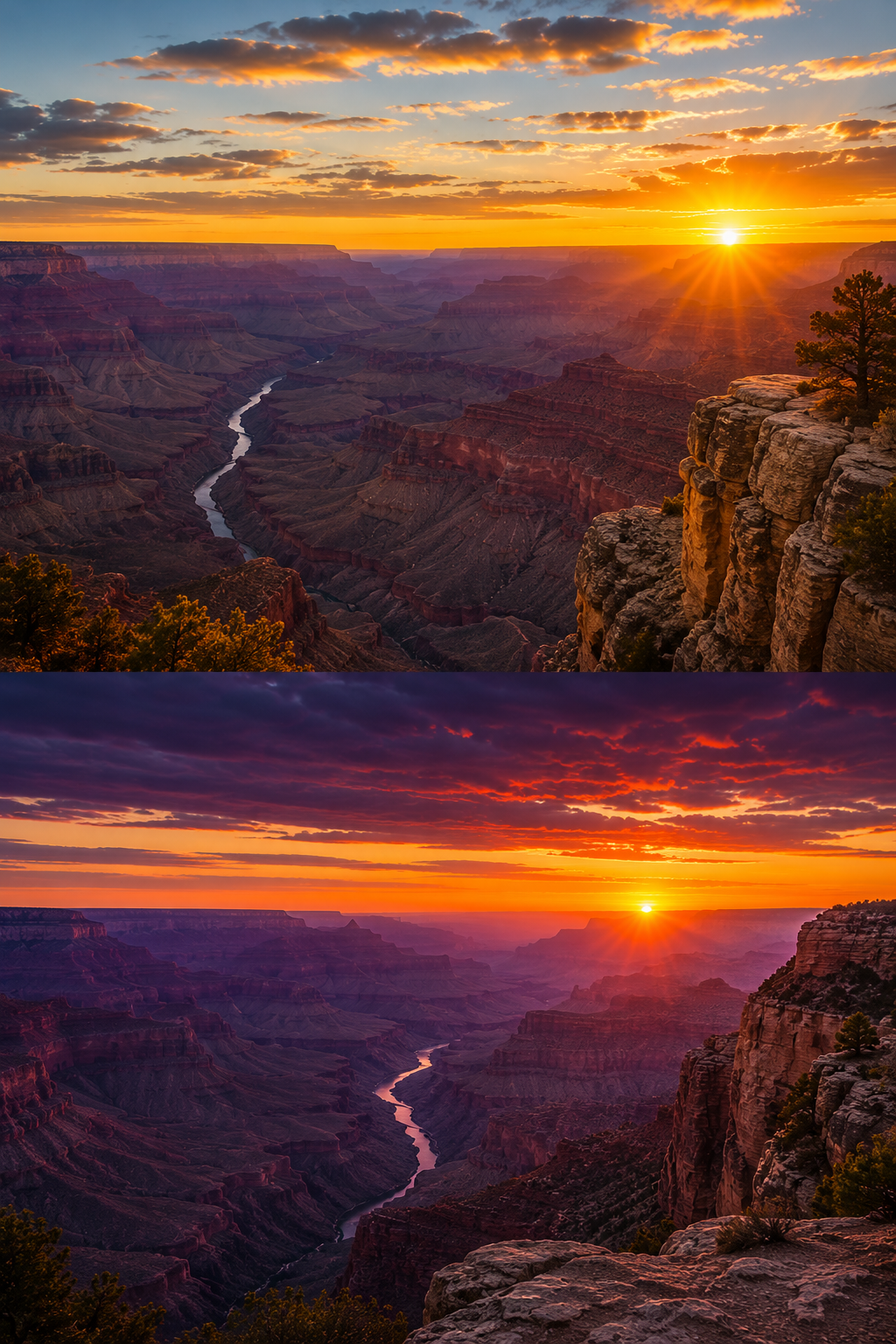 Grand Canyon sunrise and sunset