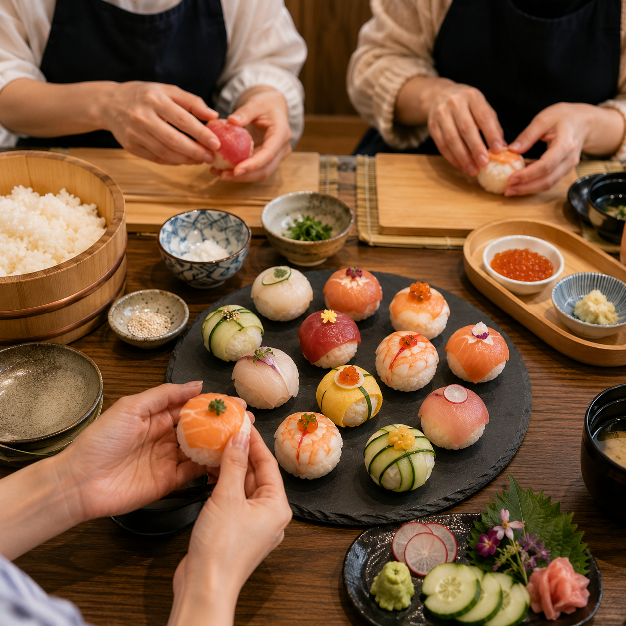 Temari sushi making experience in Tokyo