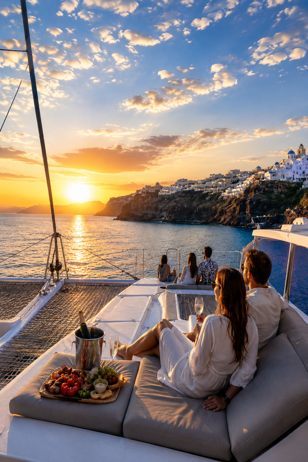 Santorini sailing catamaran cruise