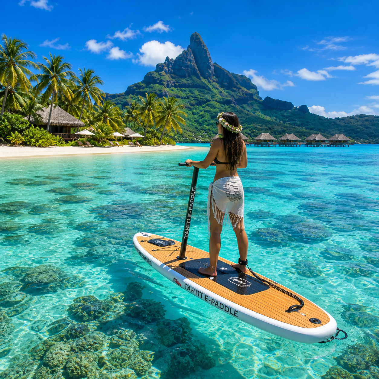 Private electric paddle cruise Bora Bora lagoon