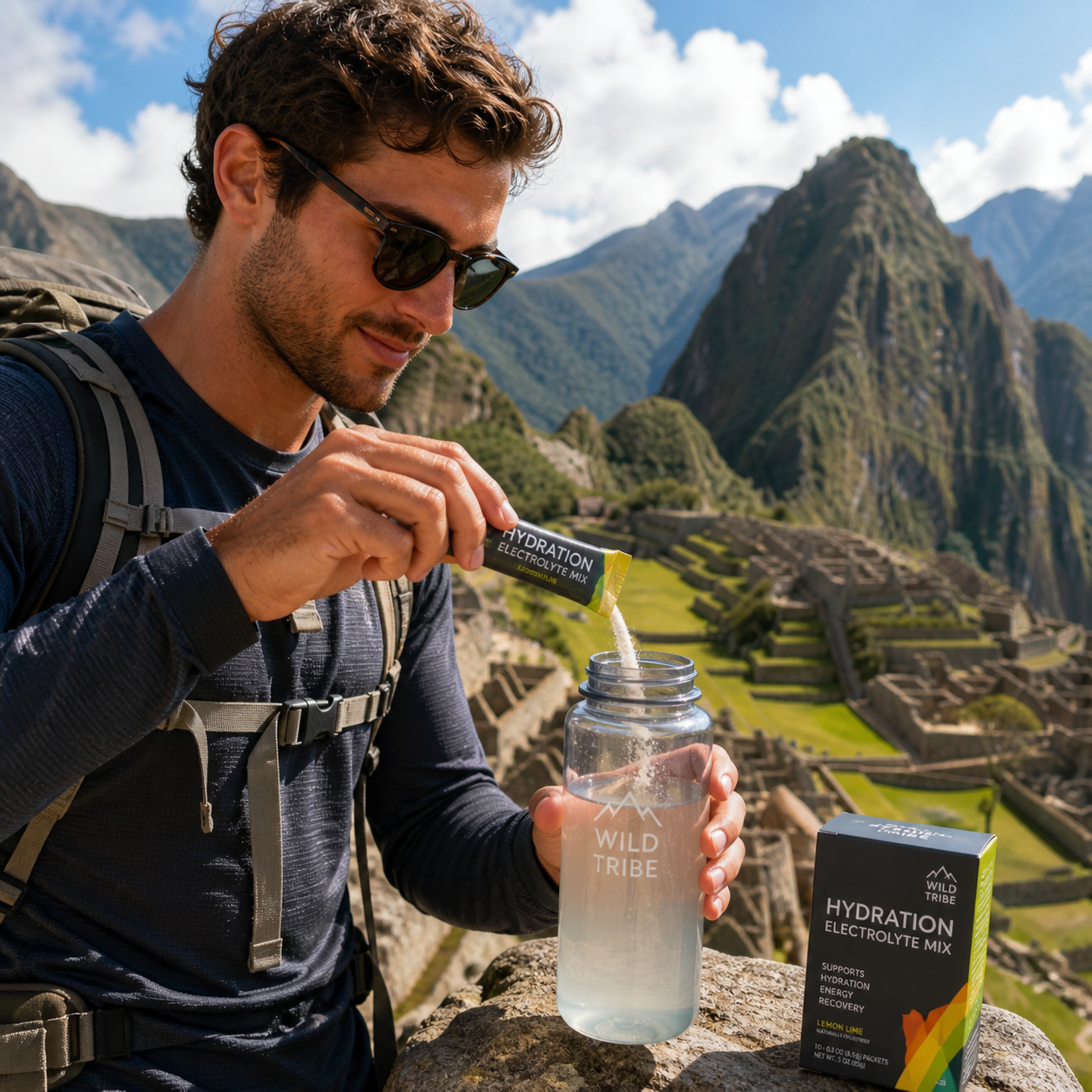 Electrolyte hydration packets for hiking Machu Picchu