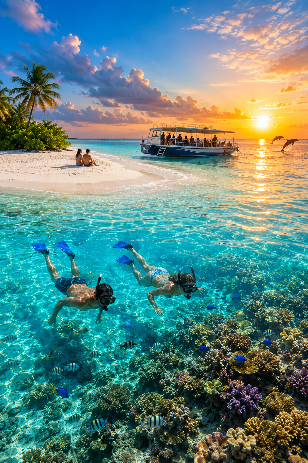 Maldives sandbank snorkeling and sunset cruise