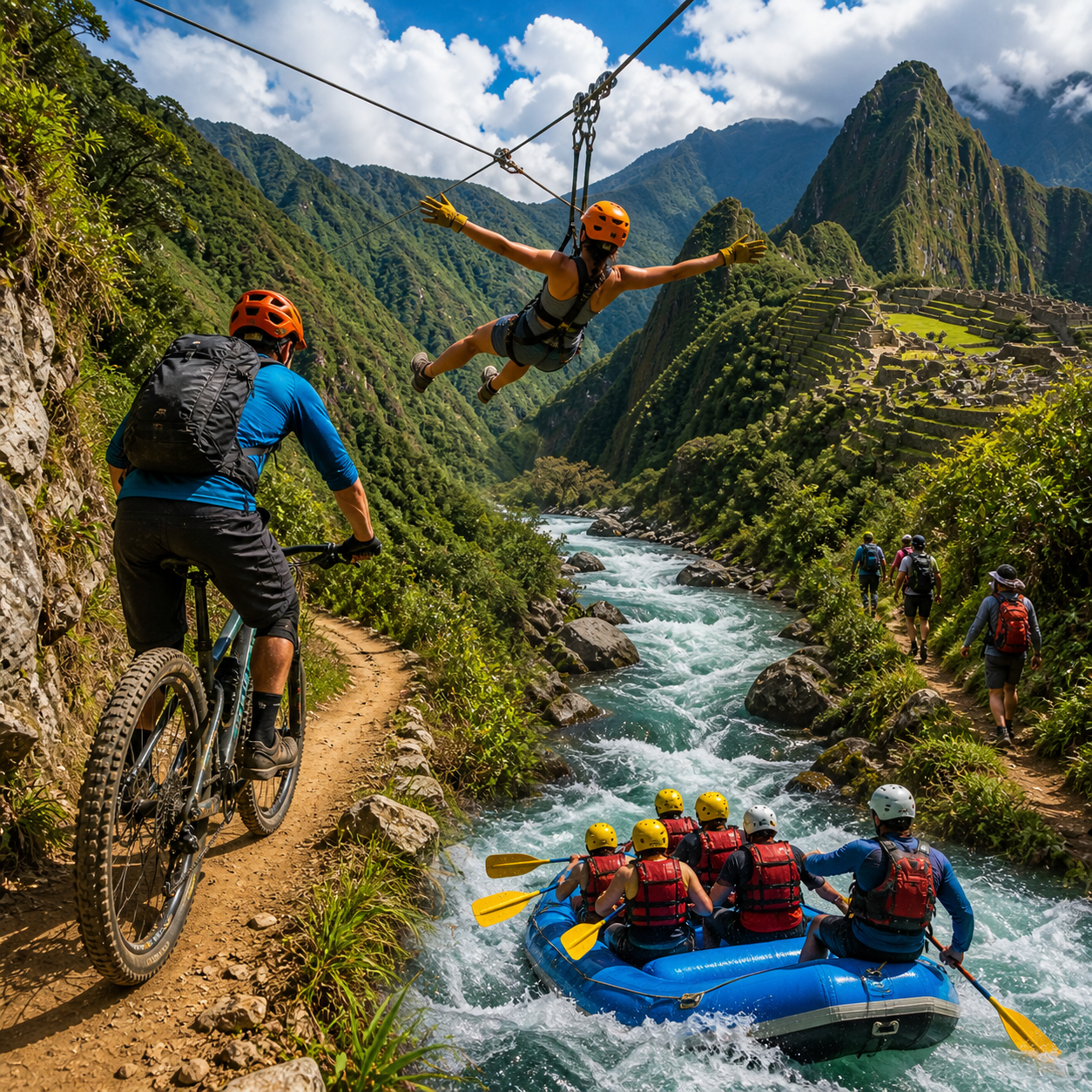 Inca Jungle Adventure Machu Picchu biking rafting zipline