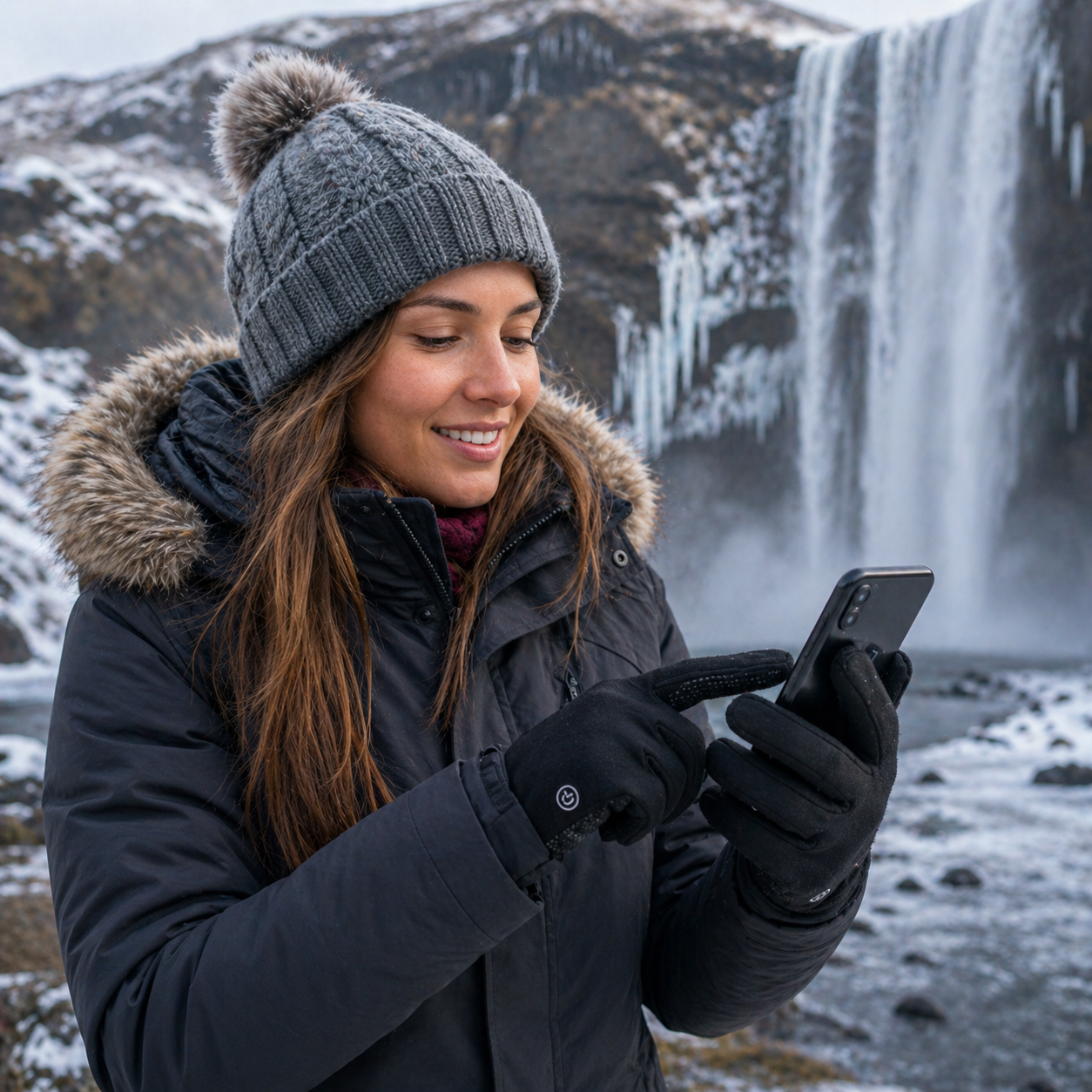 Windproof touchscreen gloves for Iceland travel