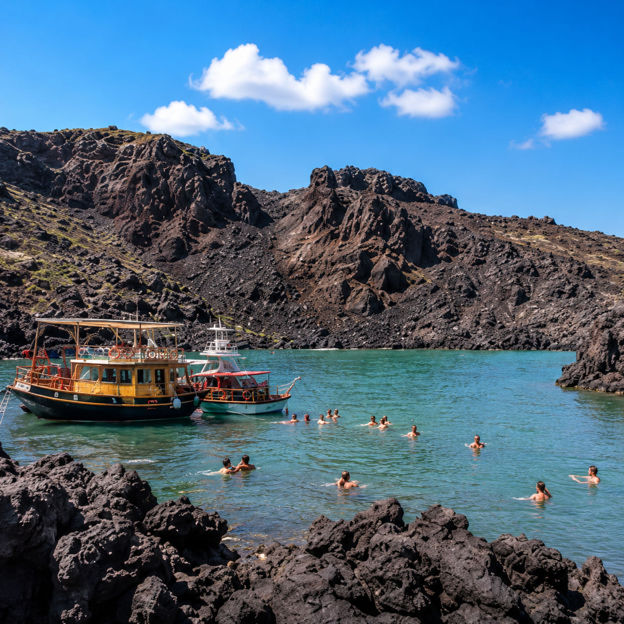 Santorini volcano and hot springs cruise